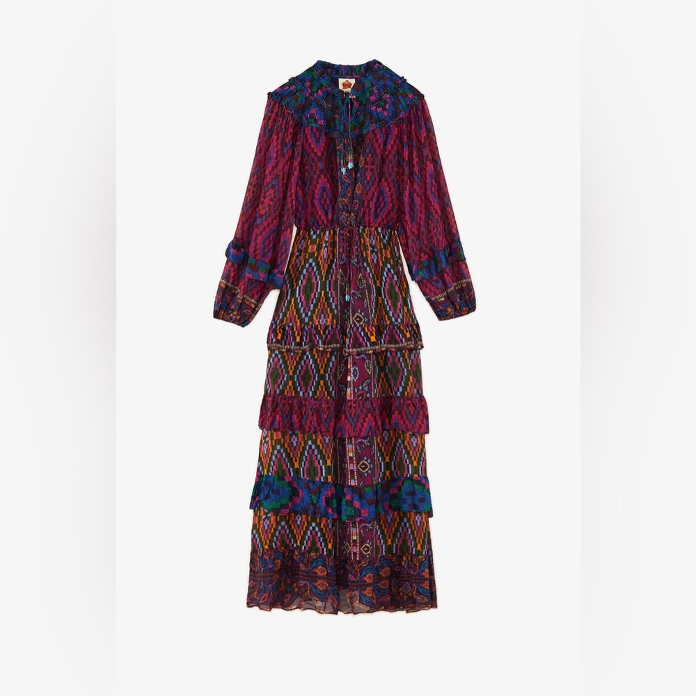 Farm Rio  Mixed Tapestry Scarf Maxi Dress sz s $330 new